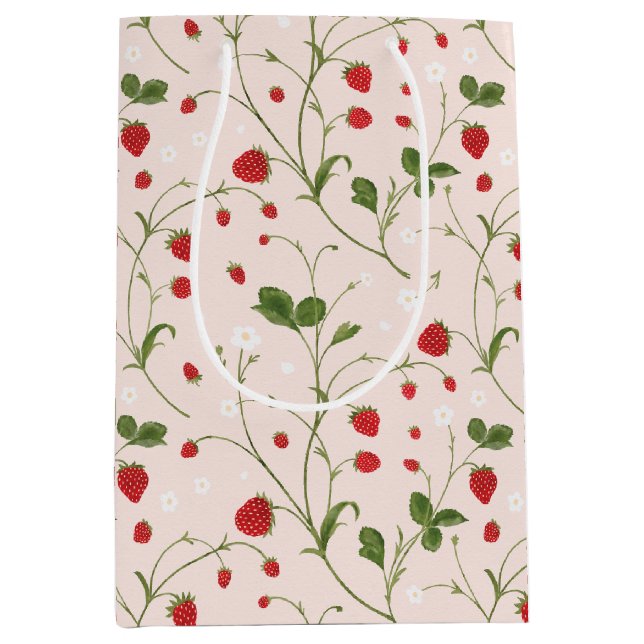 Sac Cadeau Moyen Fraises sauvages (lin) - Papier Tissu (Devant)