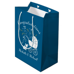 Sac Cadeau Moyen Français Baby shower Bulldog Français Frenchie Blu
