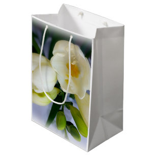 Sac Cadeau Moyen freesia, blanc, jaune, effet, bracelet, sec, pétal