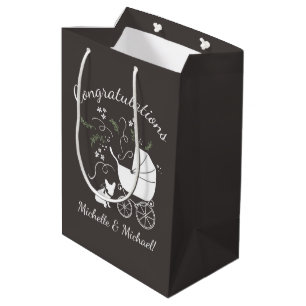 Sac Cadeau Moyen French Bulldog Theme Party - Baby shower neutre