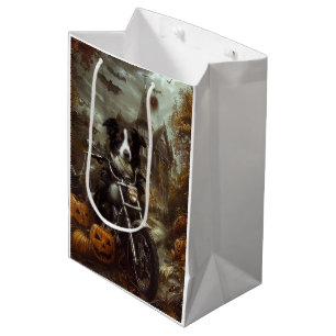 Sac Cadeau Moyen Frontière Collie équitation Moto Halloween Effraya