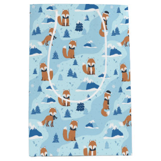 Sac Cadeau Moyen Frosty Winter Foxes