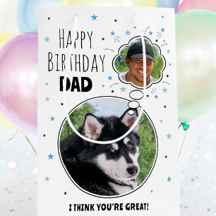 Sac Cadeau Moyen Fun Chien Papa Anniversaire Pensée Bulle Photo Bla