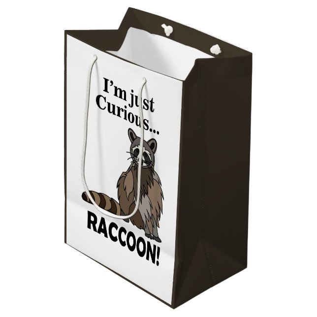 Sac Cadeau Moyen Funny Curious Raccoon (Devant Angle)