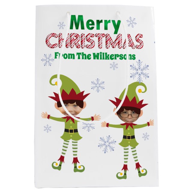 Sac Cadeau Moyen Funny Garçon elves Personnalisé Enfants Photos Joy (Devant)