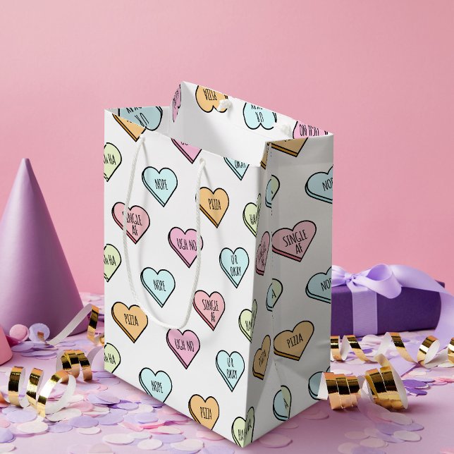 Sac Cadeau Moyen Funny Sarcastic Valentine's Candy Heart Motif (Funny Valentine's Day Candy Hearts Gift Bag)