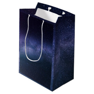 Sac Cadeau Moyen Galaxie Bleu Nuit Étoilée Moderne