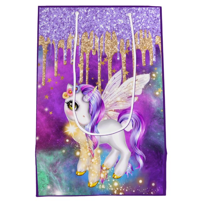 Sac Cadeau Moyen Galaxie magique de la parties scintillant spatiale (Dos)
