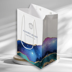 Sac Cadeau Moyen Galaxie moderne Vibrant Marque céleste logo blanc