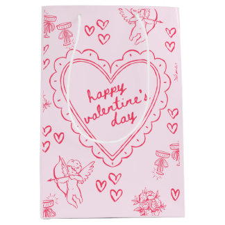 Sac Cadeau Moyen Galentine’s Day Valentine Girly Pink