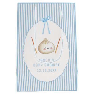 Sac Cadeau Moyen Garçon Mignon Bleu Bébé Fête de Naissance Dumpling