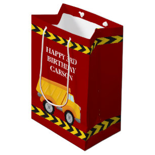 Sac Cadeau Moyen Garçons Anniversaire Camion de vidage rouge Enfant