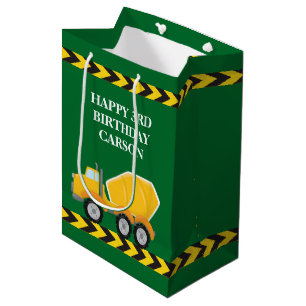 Sac Cadeau Moyen Garçons Anniversaire Vert ciment Mixer Camion Pers
