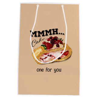Sac Cadeau Moyen Gâteau aquarell de Mmmh Cake avec citation vintage