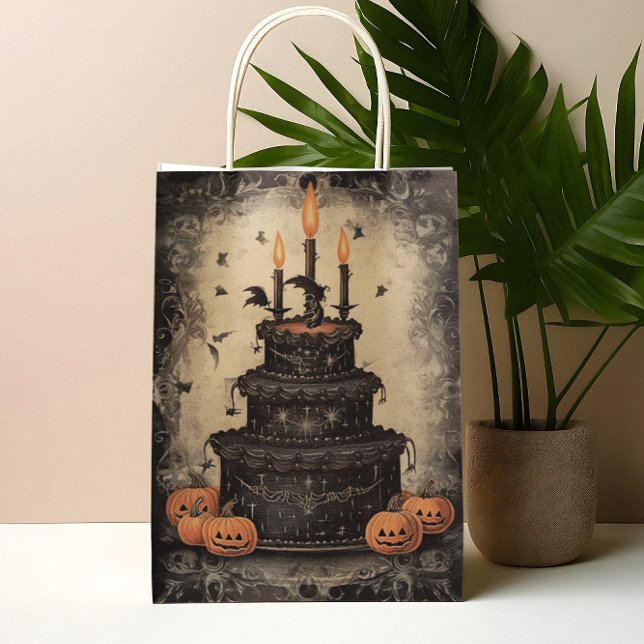 Sac Cadeau Moyen Gâteau vintage d'Halloween (Créateur téléchargé)