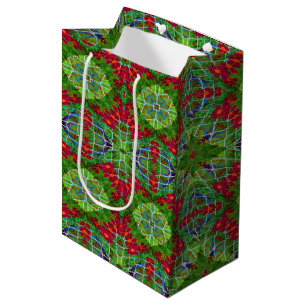 Sac Cadeau Moyen Géométrie rouge, verte et bleue