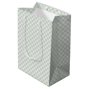Sac Cadeau Moyen Gingham Rétro Printemps Sauge Émoussée