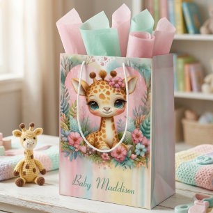 Sac Cadeau Moyen Girafe Bébé Mignonne Nom Personnalisé