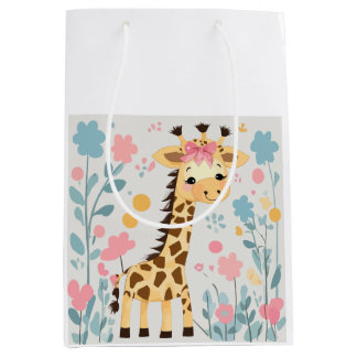 Sac Cadeau Moyen girafe floral