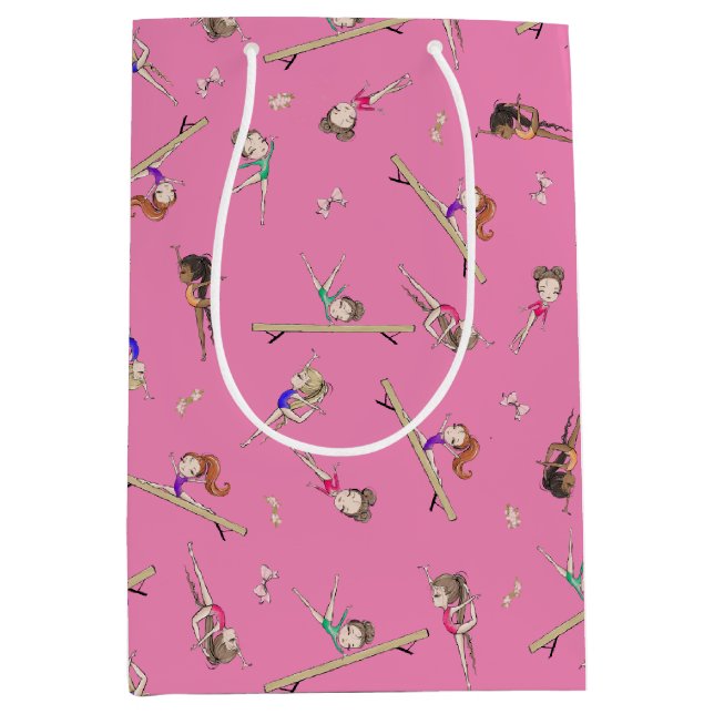 Sac Cadeau Moyen Girls Gymnastique Cadeau Anniversaire (Devant)