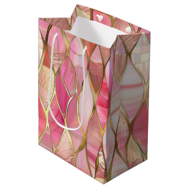 Sac Cadeau Moyen Glam Gold Glitzy rose (Devant Angle)