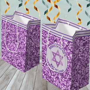 Sac Cadeau Moyen Glam Purple Party Favore Ou Présente Bat mitzvah