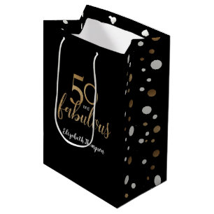 Sac Cadeau Moyen Gold 50 et cadeau fabuleux fête d'anniversaire off