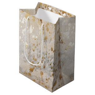 Sac Cadeau Moyen Gold Cowhide Print Metallic