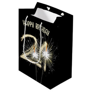 Sac Cadeau Moyen Gold Sparklers pour 21e anniversaire