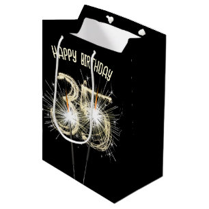 Sac Cadeau Moyen Gold Sparklers pour le 35e anniversaire