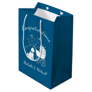 Sac Cadeau Moyen Goldendoodle Dog Baby shower Boy Blue