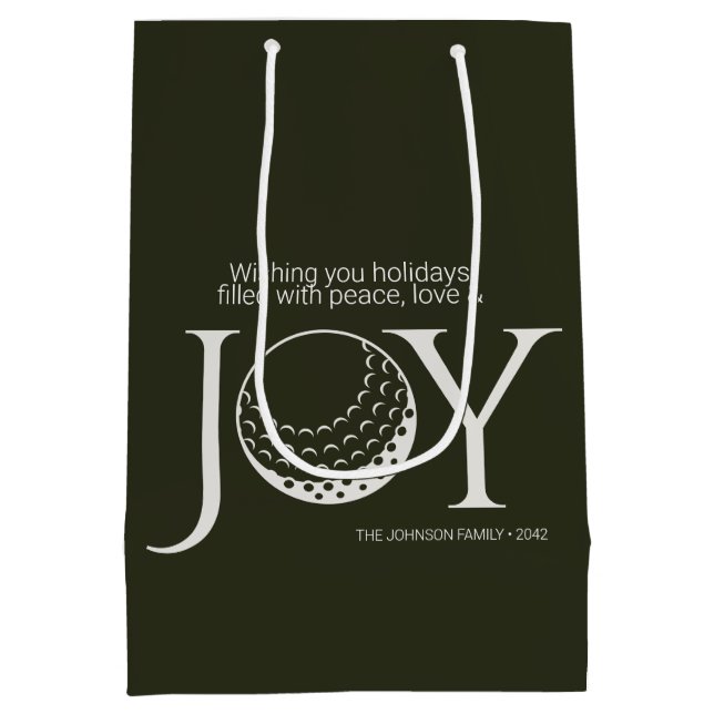 Sac Cadeau Moyen Golf Joie & Paix Noël (Dos)