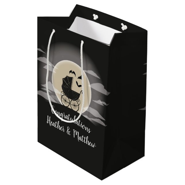 Sac Cadeau Moyen Gothic Baby Shower Halloween (Dos Angle)