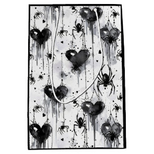 Sac Cadeau Moyen Gothique Amour Éffrayant Spider Web avec Coeurs