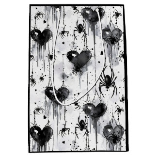 Sac Cadeau Moyen Gothique Amour Éffrayant Spider Web avec Coeurs