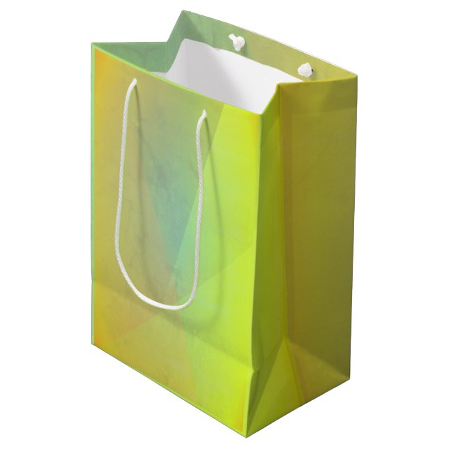 Sac Cadeau Moyen Gradation géométrique jaune moderne (Devant Angle)
