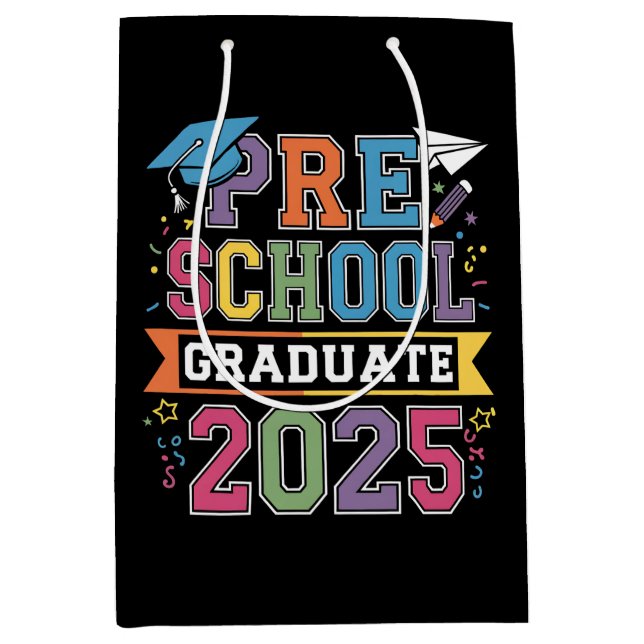 Sac Cadeau Moyen Graduate préscolaire 2025 Graduation Pré K School (Devant)