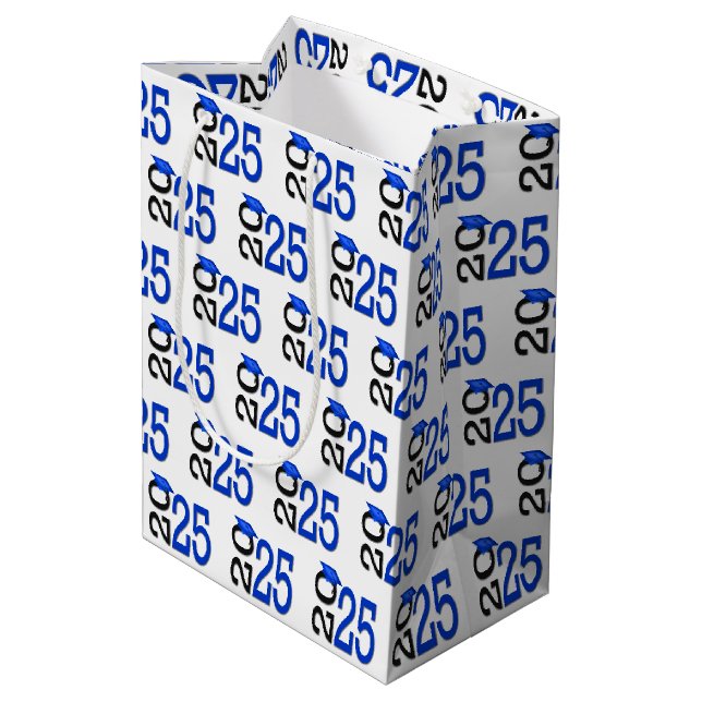 Sac Cadeau Moyen Graduation 2025 bleu et noir (Dos Angle)