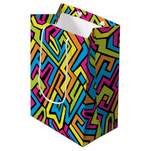 Sac Cadeau Moyen Graffiti de rue en néon coloré Motif artistique