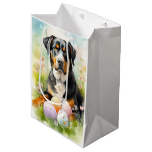 Sac Cadeau Moyen Grand Bouvier Suisse avec œufs de Pâques