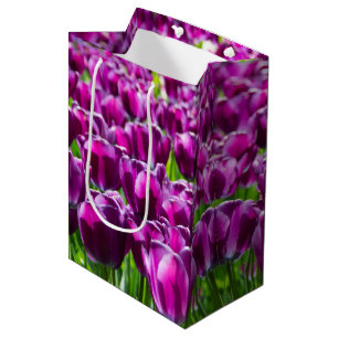 Sac Cadeau Moyen Grand champ de tulipes pourpres