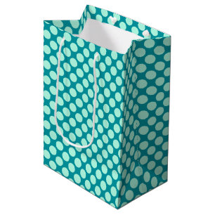 Sac Cadeau Moyen Grands points rétro - turquoise et aqua
