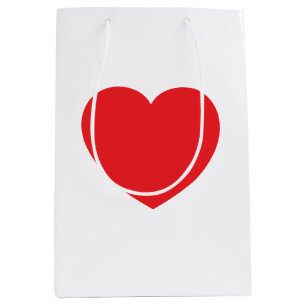 Sac Cadeau Moyen Graphique de cœur d'amour rouge blanc moderne simp