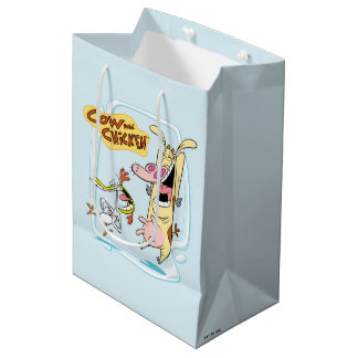 Sac Cadeau Moyen Graphique de rire de vache et de poulet