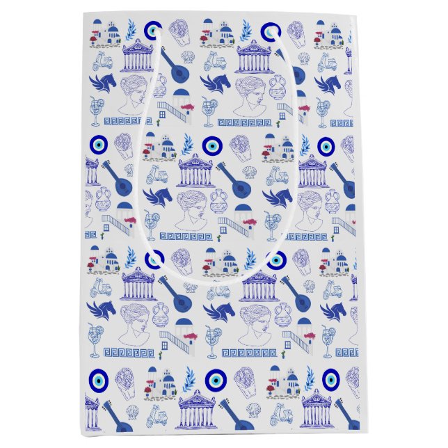 Sac Cadeau Moyen Greece Blue and White (Devant)