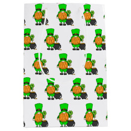 Sac Cadeau Moyen Green Leprechaun Gnome avec Shamrock