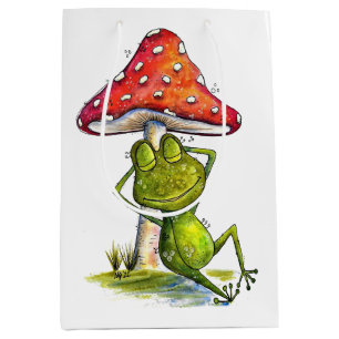 Sac Cadeau Moyen Grenouille à couchage lunaire sous un champignon