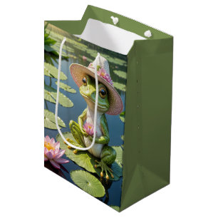 Sac Cadeau Moyen Grenouille d'anniversaire sur un nénuphar