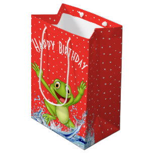 Sac Cadeau Moyen Grenouille sauteuse sur pois