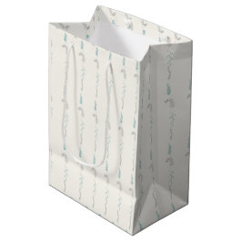 Sac Cadeau Moyen Gribouillages floraux sur blanc cassé